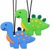 Chupetas |   Colares Mastigáveis para Crianças Sensoriais – Brinquedos de Silicone em Forma de Dinossauro para Meninos com Autismo, TDAH e SPD – Colares de Mastigação para Ansiedade – Reduzir o Agitação em Crianças. Chupetas Azul e Verde