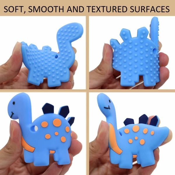 Chupetas |   Colares Mastigáveis para Crianças Sensoriais – Brinquedos de Silicone em Forma de Dinossauro para Meninos com Autismo, TDAH e SPD – Colares de Mastigação para Ansiedade – Reduzir o Agitação em Crianças. Chupetas Azul e Verde