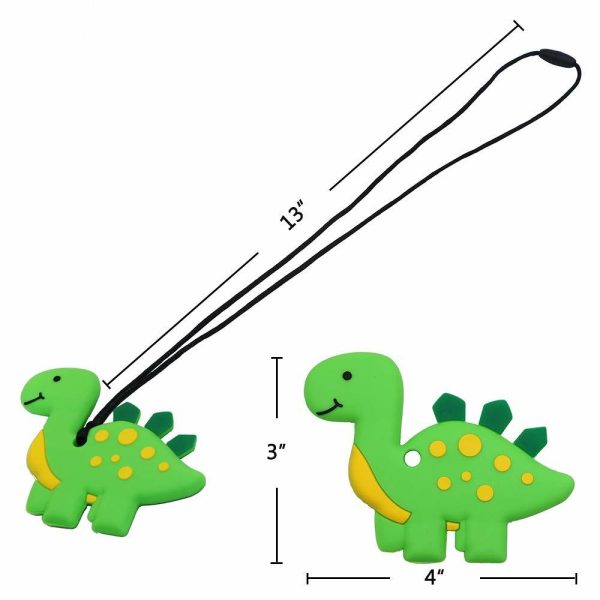 Chupetas |   Colares Mastigáveis para Crianças Sensoriais – Brinquedos de Silicone em Forma de Dinossauro para Meninos com Autismo, TDAH e SPD – Colares de Mastigação para Ansiedade – Reduzir o Agitação em Crianças. Chupetas Azul e Verde