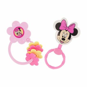 Chupetas |   Conjunto com 2 Chocalhos e Chaveiro em Forma da Minnie Mouse – Brinquedos Premium para Aniversário de Bebês – Brinquedos para Dentição de Bebês – Ótimos para Presentes de Chá de Bebê para Recém-Nascidos Chupetas Chupetas