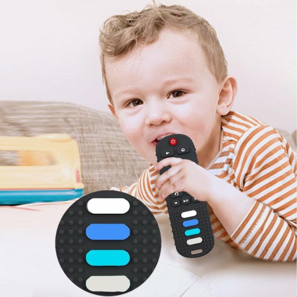 Chupetas |   Conjunto de 2 Brinquedos de Dentição para Bebês – Brinquedos de Dentição em Forma de Controle Remoto de TV em Silicone para Bebês de 0 a 18 Meses, Livre de BPA (2 Pacotes – Preto) Chupetas 2pacotes-Preto