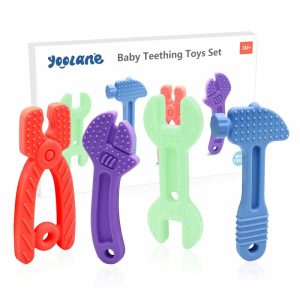 Chupetas |   Conjunto de 4 Mordedores para Bebês de 3 a 24 Meses – Brinquedos de Dentição em Silicone para Recém-Nascidos – Itens Essenciais para Bebês – Presente de Chá de Bebê para Meninos e Meninas – Livre de BPA, Congelável e Seguro para Lava-Louças Chupetas Chupetas