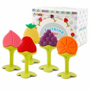 Chupetas |   Conjunto de 5 Brinquedos de Dentição para Bebês – Mordedores de Silicone Livre de BPA, Orgânicos e Seguros para o Freezer para Recém-Nascidos e Bebês – Macios e Texturizados – Presente para Chá de Bebê Chupetas Chupetas