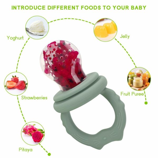 Chupetas |   Conjunto de Alimentador de Frutas de Silicone para Bebês e Bandeja de Congelamento de Comida para Bebês – Moldes de Picolé de Leite Materno para Alívio da Dentição do Bebê – Alimentador de Chupeta de Comida para Bebês – Autoalimentação para Bebês – 3 Tamanhos Extras de Saco de Comida. Chupetas Chupetas