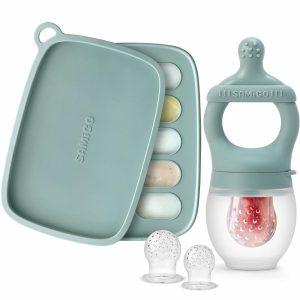 Chupetas |   Conjunto de Alimentador de Frutas para Bebês e Forma de Picolé de Leite Materno – Chupeta de Silicone para Alívio da Dentição – Bandeja para Congelador – Essenciais para Alimentação de Bebês – A partir de 4 Meses+ Chupetas Chupetas