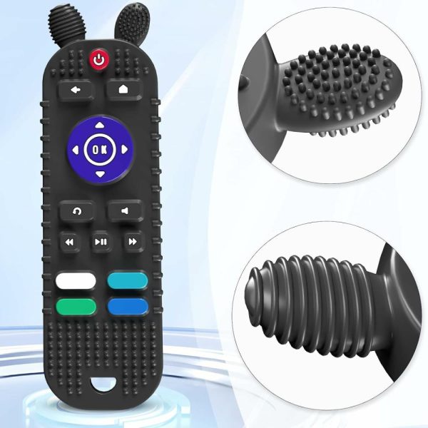 Chupetas |   Controle Remoto de TV em Forma de Brinquedos de Mordida para Bebês e Mordedor em Forma de Telefone para Bebês de 6 a 12 Meses – Brinquedos de Mastigação de Silicone Macio e Flexível para Bebês – Preto Chupetas Chupetas