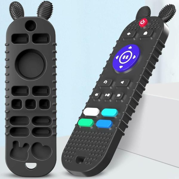 Chupetas |   Controle Remoto de TV em Forma de Brinquedos de Mordida para Bebês e Mordedor em Forma de Telefone para Bebês de 6 a 12 Meses – Brinquedos de Mastigação de Silicone Macio e Flexível para Bebês – Preto Chupetas Chupetas