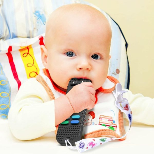 Chupetas |   Controle Remoto de TV em Forma de Brinquedos de Mordida para Bebês e Mordedor em Forma de Telefone para Bebês de 6 a 12 Meses – Brinquedos de Mastigação de Silicone Macio e Flexível para Bebês – Preto Chupetas Chupetas