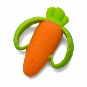 Chupetas |   Lil’ Nibbles Mordedor de Silicone Texturizado para Bebês – Exploração Sensorial e Alívio para Dentição com Alças Fáceis de Segurar Laranja Cenoura 0+ Meses Chupetas Chupetas