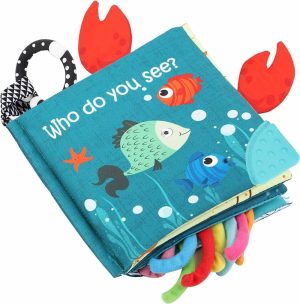 Chupetas |   Livros de Peixes para Bebês – Brinquedos de Tecido Macio com Textura para Bebês, Crianças e Crianças Pequenas – Brinquedos de Dentição e Atividades para Educação Inicial – Anel de Dentição – Livro de Bebê Polvo, Animais do Mar, Tubarões e Caudas do Oceano. Chupetas Azul Vermelho Laranja Verde Azul Marinho Amarelo Branco Multicolorido