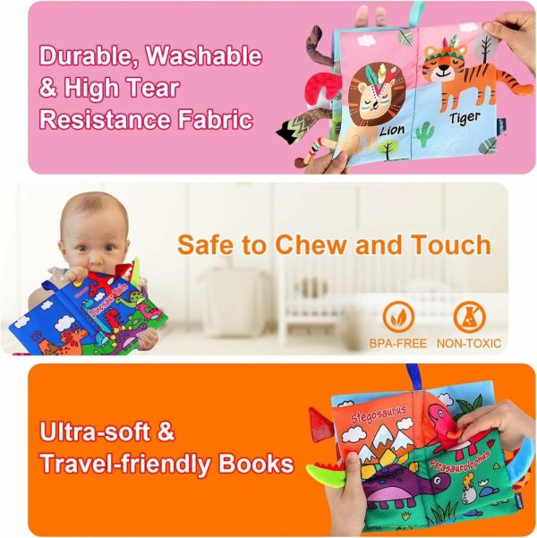 Chupetas |   Livros para Bebês de 0 a 6 Meses – 2 Peças de Livros Macios para Bebês – Brinquedo para Bebês de 6 a 12 Meses – Livros de Tecido Amassado para Bebês de 0, 3, 6 e 12 Meses – Brinquedos para Recém-Nascidos – Brinquedos para Carrinho – Brinquedos para Hora da Barriga – Sensoriais para Meninas e Meninos – Presente-B Chupetas Chupetas