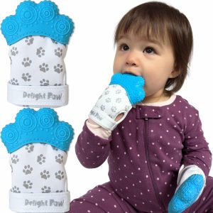 Chupetas |   Mittens de Dentição para Bebês Projetadas por Mães | Alívio da Dor Auto-Soothe | Bolsa de Viagem Higiênica | Sem BPA | Menino Bebê Menina Bebê | Bebês Acima de 3 Meses | Azul Borbulhante | Pacote com 2 Unidades Chupetas Azul Borbulhante