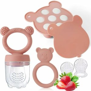 Chupetas |   Moldes de Picolé de Leite Materno Keert para Bebês com Alimentador para Alívio da Dentição – Alimentador de Frutas de Silicone, Chupeta e Bandeja de Congelamento de Alimentos para Bebês, Brinquedo de Dentição Chupetas Chupetas