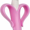 Chupetas |   O Brinquedo de Treinamento de Escova de Dentes Original para Bebês e Crianças; Alívio para o Desconforto das Gengivas; Massageia e Acalma; Silicone de Grau Alimentar Mais Seguro; Negócio Familiar nos EUA Chupetas Banana Rosa