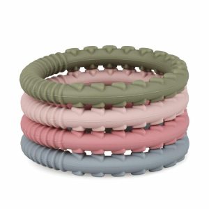 Chupetas |   Pulseira de Mordedor de Silicone – Anéis de Mordedor de Silicone Macio com Orgânico, Apresentando Múltiplas Texturas Elevadas para Aliviar as Gengivas – Silicone de Grau Alimentar – Livre de BPA e Ftalatos Chupetas 4 Pacotes