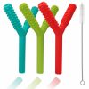 Chupetas |   Tubo Mordedor para Bebês de 3 a 6 Meses – Pacote com 3 Tubos de Silicone Oco para Crianças Autistas – Brinquedo em Forma de Y para Mordida – Brinquedos Mordedores para Bebês com Autismo – Ideal para Alívio de Dentição e Mastigação. Chupetas Chupetas