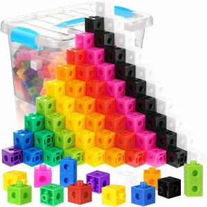 Cubos de Atividades |   200 Peças de Cubos de Matemática com Container de Armazenamento – Blocos de Contagem, Cubos de Ligação, Cubos Conectáveis – Manipulativos Matemáticos – Brinquedo Educativo para Crianças de 4 a 8 Anos – Atividades STEM para Jardim de Infância e Pré-escola (Azul) Cubos de Atividades Azul