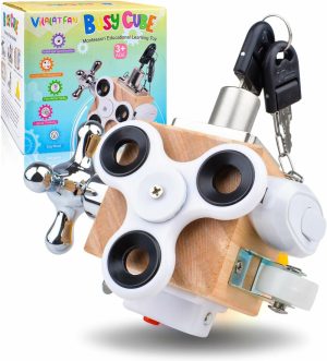 Cubos de Atividades |   Cubo Atividade Montessori para Bebês de 1 a 3 Anos – Painel Sensorial Portátil para Crianças com Autismo e TDAH – Cubo de Fidget para Bebês a Partir de 12 Meses – Itens para Cesta de Páscoa para Crianças Pequenas Cubos de Atividades Cubo Ocupado