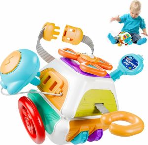 Cubos de Atividades |   Cubo Ativo 10 em 1 para Bebês e Crianças Pequenas – Brinquedos Sensoriais Montessori para Crianças de 2 a 3 Anos – Tabuleiro de Atividades Fidget – Brinquedos Educativos para Crianças de 18 Meses – Brinquedos de Viagem Cubos de Atividades Cubos de Atividades