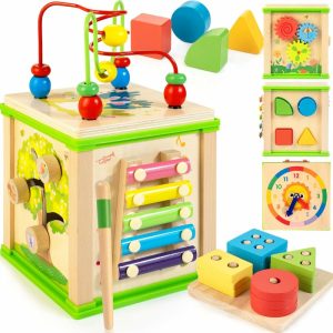 Cubos de Atividades |   Cubo de Atividades de Madeira 7 em 1 | Brinquedos Montessori para Bebês de 1 a 3 Anos | Brinquedos Educativos e de Desenvolvimento para Crianças | Presentes de Primeiro Aniversário para Meninos e Meninas de 1 Ano | Bônus: Quadro de Classificação e Empilhamento Cubos de Atividades Cubos de Atividades