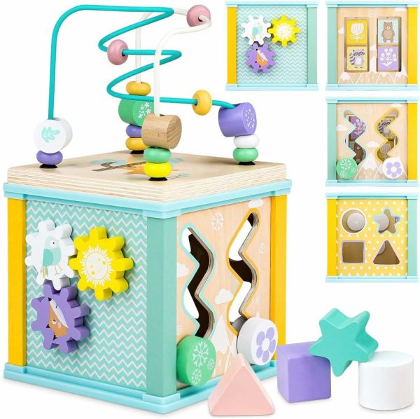 Cubos de Atividades |   Cubo de Atividades de Madeira Brinquedos Montessori para Bebês de 1 a 3 Anos – Brinquedos para Crianças de 12 Meses – Presente de Aniversário para Meninos e Meninas – Brinquedos Sensoriais Interativos de Aprendizado Cubos de Atividades Cubos de Atividades