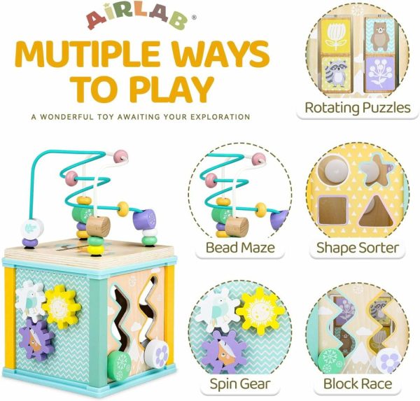 Cubos de Atividades |   Cubo de Atividades de Madeira Brinquedos Montessori para Bebês de 1 a 3 Anos – Brinquedos para Crianças de 12 Meses – Presente de Aniversário para Meninos e Meninas – Brinquedos Sensoriais Interativos de Aprendizado Cubos de Atividades Cubos de Atividades