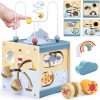 Cubos de Atividades |   Cubo de Atividades de Madeira Brinquedos Montessori para Bebês de 1 Ano 12 Meses + Brinquedos Educativos para Crianças de 1 a 3 Anos Meninos e Meninas Presente de Aniversário Sensorial Interativo Cubos de Atividades Cubos de Atividades