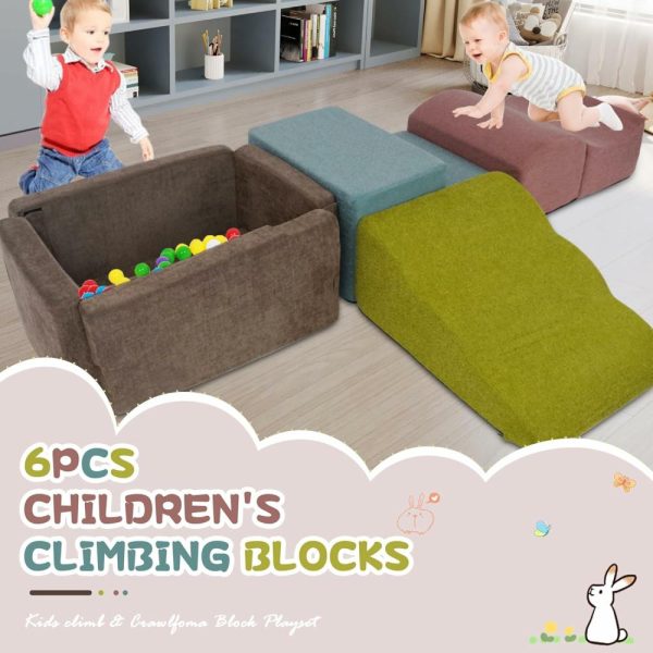 Escaladores Internos e Estruturas de Brincar |   6 Peças de Blocos de Escalada para Bebês – Conjunto de Brinquedos Macios para Crianças Pequenas – Atividades de Escalada e Engatinhar com Piscina de Bolinhas – Equipamento de Brincadeira Macio Colorido para Habilidades Motoras. Escaladores Internos e Estruturas de Brincar Escaladores Internos e Estruturas de Brincar