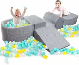 Escaladores Internos e Estruturas de Brincar |   Blocos de Escalada de Espuma Macia e Piscina de Bolinhas para Bebês – Para Engatinhar, Deslizar e Brincar em Ambientes Internos Escaladores Internos e Estruturas de Brincar Escaladores Internos e Estruturas de Brincar