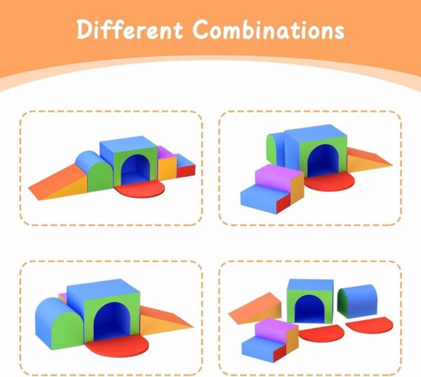 Escaladores Internos e Estruturas de Brincar |   Blocos de Escalada em Espuma para Crianças Pequenas – 7/10 Peças de Brinquedos de Escalada para Crianças de 1 a 3 Anos – Conjunto de Brincadeiras em Espuma com Túnel – Brinquedos de Escalada para Bebês e Crianças Pequenas – Ginásio de Brincadeiras Interno em Espuma (7 Peças-2) Escaladores Internos e Estruturas de Brincar Escaladores Internos e Estruturas de Brincar