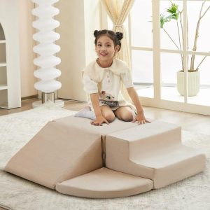 Escaladores Internos e Estruturas de Brincar |   Blocos de Espuma 4Pcs Equipamento de Brincadeira Macio Luxuoso Blocos de Escalada de Espuma Miss Fabric para Crianças Brinquedos de Escalada Atividades de Brincadeira Interna Conjunto de Brinquedos Leves Blocos de Escalada Deslizantes para Engatinhar (Açúcar Mascavo) Escaladores Internos e Estruturas de Brincar Escaladores Internos e Estruturas de Brincar