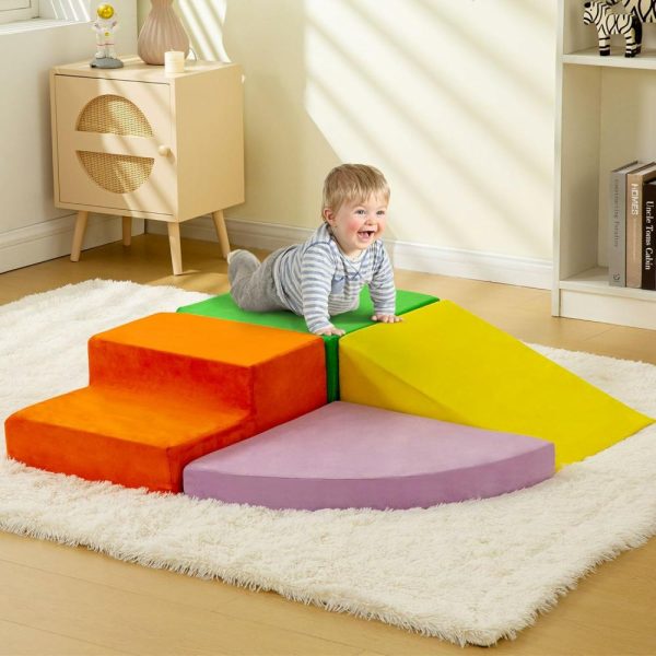 Escaladores Internos e Estruturas de Brincar |   Conjunto de Blocos de Espuma para Escalar e Engatinhar com 4 Peças, Blocos de Escalada Modulares para Bebês, Conjunto de Brinquedos Interativos de Blocos de Construção Macios para Crianças, Conjunto de Jogo de Escalada e Deslizamento Indoor, Brinquedos Educativos de Escalada para Crianças Escaladores Internos e Estruturas de Brincar Escaladores Internos e Estruturas de Brincar