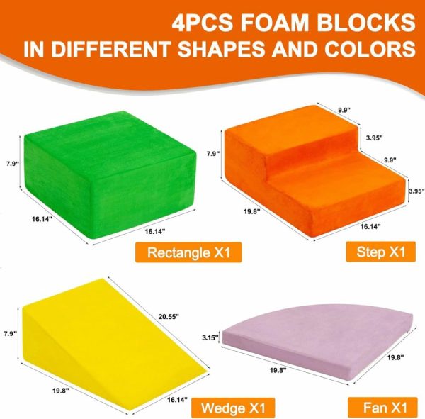 Escaladores Internos e Estruturas de Brincar |   Conjunto de Blocos de Espuma para Escalar e Engatinhar com 4 Peças, Blocos de Escalada Modulares para Bebês, Conjunto de Brinquedos Interativos de Blocos de Construção Macios para Crianças, Conjunto de Jogo de Escalada e Deslizamento Indoor, Brinquedos Educativos de Escalada para Crianças Escaladores Internos e Estruturas de Brincar Escaladores Internos e Estruturas de Brincar