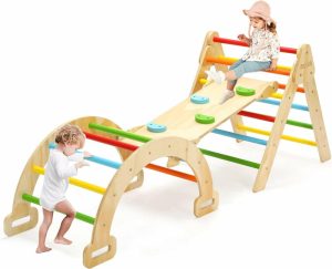 Escaladores Internos e Estruturas de Brincar |   Conjunto Triângulo Pikler 5 em 1 Brinquedos de Escalada Montessori Arco-Íris para Bebês Playground Interno para Crianças Brinquedos de Escalada Internos Dobráveis com Rampa Escalador Arqueado Brinquedos de Escalada para Bebês de 1 a 3 Anos Escaladores Internos e Estruturas de Brincar Arco-íris