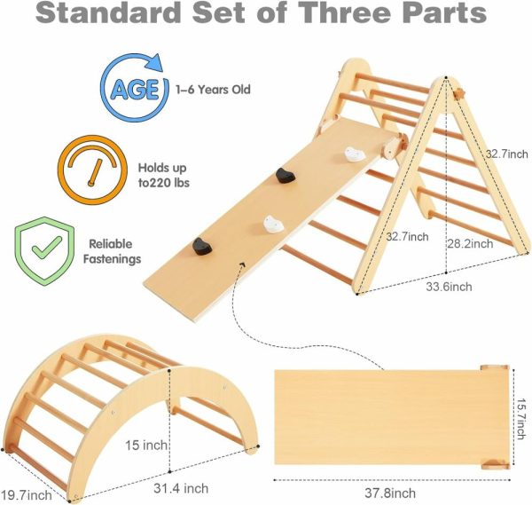 Escaladores Internos e Estruturas de Brincar |   Triângulo Pikler 4 em 1 – Ginásio Montessori Dobrável com Rampa – Brinquedos de Escalada Internos para Crianças – Triângulo de Escalada para Crianças Pequenas – Estrutura de Aprendizado Waldorf – Escorregador Natural Escaladores Internos e Estruturas de Brincar Escaladores Internos e Estruturas de Brincar