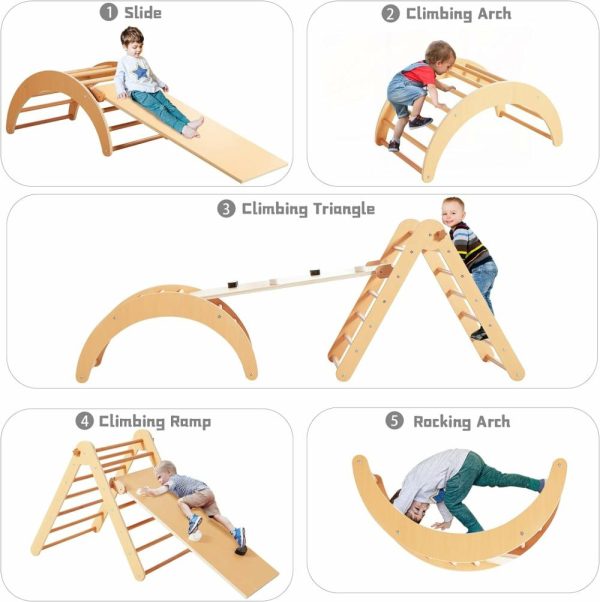 Escaladores Internos e Estruturas de Brincar |   Triângulo Pikler 4 em 1 – Ginásio Montessori Dobrável com Rampa – Brinquedos de Escalada Internos para Crianças – Triângulo de Escalada para Crianças Pequenas – Estrutura de Aprendizado Waldorf – Escorregador Natural Escaladores Internos e Estruturas de Brincar Escaladores Internos e Estruturas de Brincar