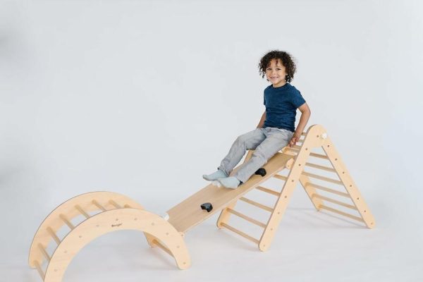 Escaladores Internos e Estruturas de Brincar |   Triângulo Pikler 4 em 1 – Ginásio Montessori Dobrável com Rampa – Brinquedos de Escalada Internos para Crianças – Triângulo de Escalada para Crianças Pequenas – Estrutura de Aprendizado Waldorf – Escorregador Natural Escaladores Internos e Estruturas de Brincar Escaladores Internos e Estruturas de Brincar