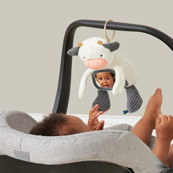 Espelhos |   Brinquedo Sensorial de Tummy Time com Espelho – Apresenta Sons de Amassar e Tilintar, Múltiplas Texturas e Espelho para Autodescoberta, Brinquedo Infantil para Idades a Partir de 0 Meses, Vaca Espelhos Espelhos