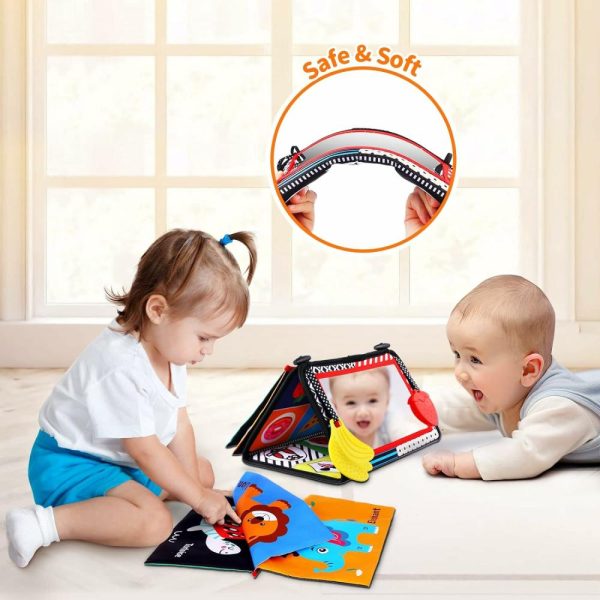 Espelhos |   Brinquedos de Tummy Time para Bebês com Espelho, Livros e Mordedores – Para 0-12 Meses, Brinquedos de Gatinhar Montessori em Alto Contraste para Meninos e Meninas Espelhos Espelhos