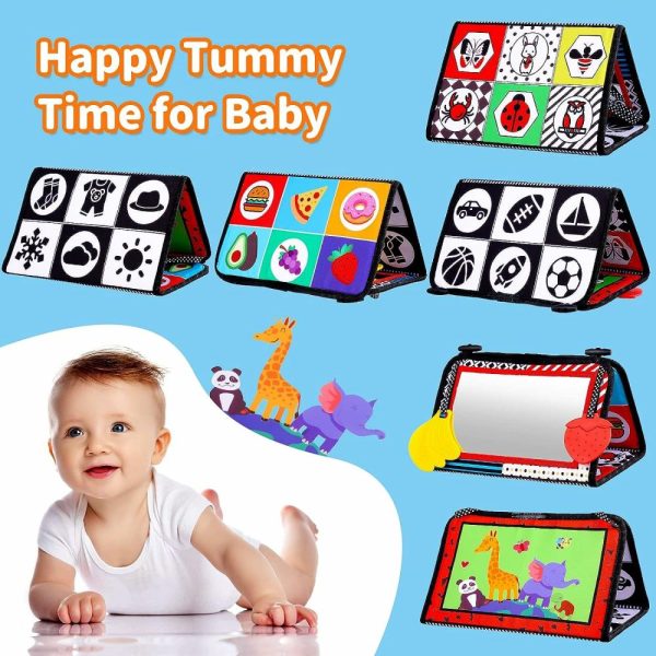 Espelhos |   Brinquedos de Tummy Time para Bebês com Espelho, Livros e Mordedores – Para 0-12 Meses, Brinquedos de Gatinhar Montessori em Alto Contraste para Meninos e Meninas Espelhos Espelhos