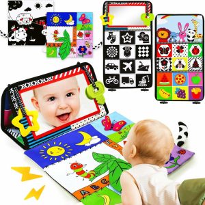 Espelhos |   Brinquedos para Bebês com Espelho para Tummy Time – Brinquedos para Bebês de 3 a 6 Meses – Brinquedos para Recém-Nascidos de 0 a 3 Meses – Desenvolvimento Cerebral – Brinquedos Sensoriais Montessori – Brinquedos de Crinkle – Mordedores em Preto e Branco – Brinquedos de Alto Contraste para Bebês de 0 a 6 Meses – Presentes para Meninos e Meninas de 6 a 12 Meses Espelhos Espelhos