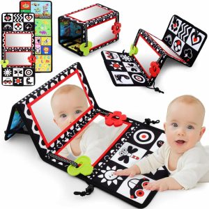 Espelhos |   Espelho de Chão para Tummy Time com Mordedores – Espelho Dupla Face para Bebês – Brinquedos para Bebês em Preto e Branco de Alto Contraste – Brinquedos Montessori para Bebês – Desenvolvimento de Engatinhar – Brinquedos Sensoriais para Recém-Nascidos e Bebês (A-Mirror) Espelhos Espelhos