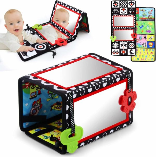 Espelhos |   Espelho de Chão para Tummy Time com Mordedores – Espelho Dupla Face para Bebês – Brinquedos para Bebês em Preto e Branco de Alto Contraste – Brinquedos Montessori para Bebês – Desenvolvimento de Engatinhar – Brinquedos Sensoriais para Recém-Nascidos e Bebês (A-Mirror) Espelhos Espelhos