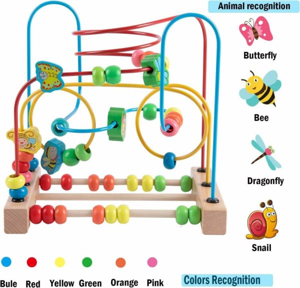 Labirintos de Contas |   Brinquedo de Labirinto de Contas para Crianças de 1 a 3 Anos – Brinquedos de Montanha-Russa Coloridos de Madeira – Brinquedos Educativos para Bebês – Presentes de Primeiro Aniversário para Meninos e Meninas Labirintos de Contas Labirintos de Contas