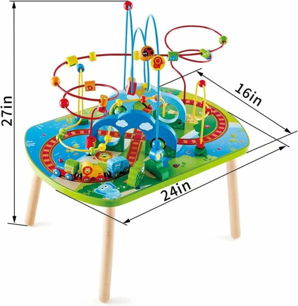 Labirintos de Contas |   E3824 Aventura na Selva – Mesa de Brincar com Labirinto de Contas de Madeira e Trilhos de Trem para Crianças a Partir de 18 Meses – Multicolorido – 65 cm L x 44,5 cm W x 45,5 cm H Labirintos de Contas Labirintos de Contas