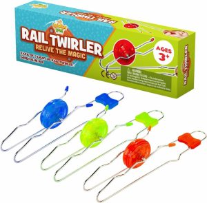 Piões |   Twirler Mágico Retrô – Pacote com 3 – Brinquedos Magnéticos Iluminados para Meias de Natal para Crianças – Brinquedo Sensorial com Roda Giratória e LEDs Piscantes | Brinquedo Antiestresse Vintage Rail Twister para Adultos e Crianças | 3 Cores Piões Piões