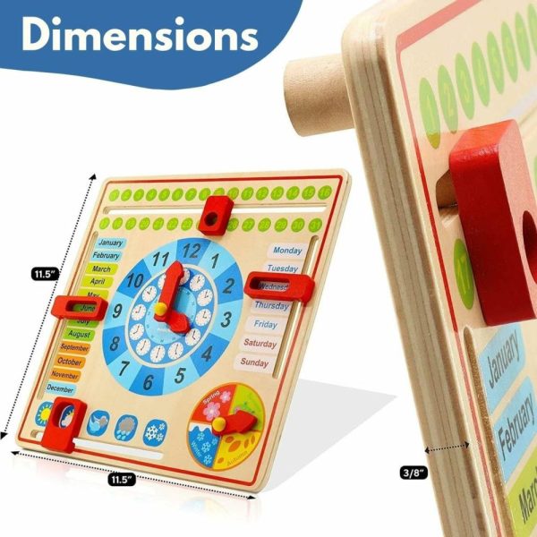 Relógios de Ensino |   Brinquedos Montessori para Crianças de 3 a 4 Anos – Materiais de Aprendizagem para Pré-Escola – Quadro “Tudo Sobre Hoje” – Calendário de Madeira e Relógio de Aprendizagem – Presentes Educativos para Meninos e Meninas Relógios de Ensino Relógios de Ensino