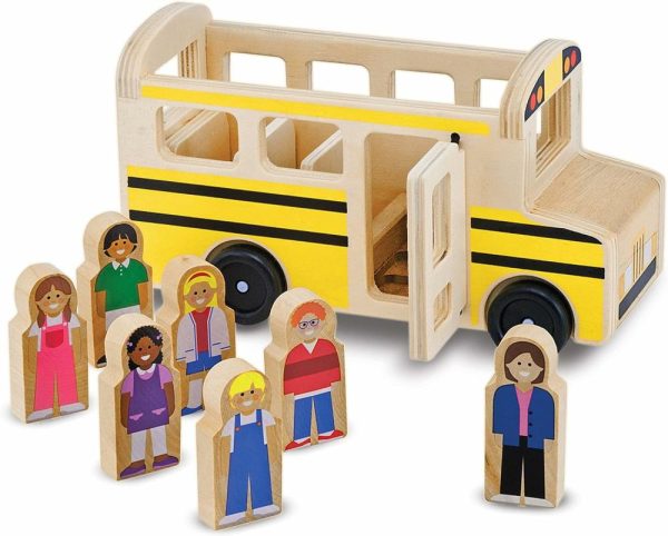 Veículos Motorizados |   Conjunto de Brinquedos de Ônibus Escolar de Madeira com 7 Figuras – Brincadeira de Faz de Conta – Brinquedos Clássicos para Crianças Veículos Motorizados