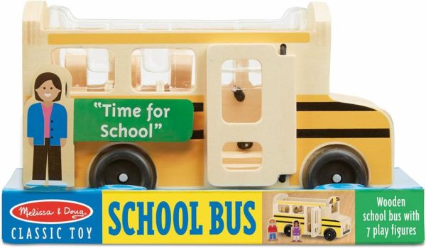 Veículos Motorizados |   Conjunto de Brinquedos de Ônibus Escolar de Madeira com 7 Figuras – Brincadeira de Faz de Conta – Brinquedos Clássicos para Crianças Veículos Motorizados