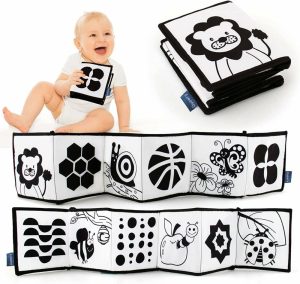 Brinquedos para Cadeira de Carro e Carrinho de Bebê |   Meu Primeiro Livro Macio em Preto e Branco de Alto Contraste – Brinquedos para Tummy Time de Bebês – Cartões para Bebês em Preto e Branco – Livro Educativo de Atividades Dobrável, Adequado para Meninos e Meninas, Crianças Pequenas Brinquedos para Cadeira de Carro e Carrinho de Bebê Brinquedos para Cadeira de Carro e Carrinho de Bebê